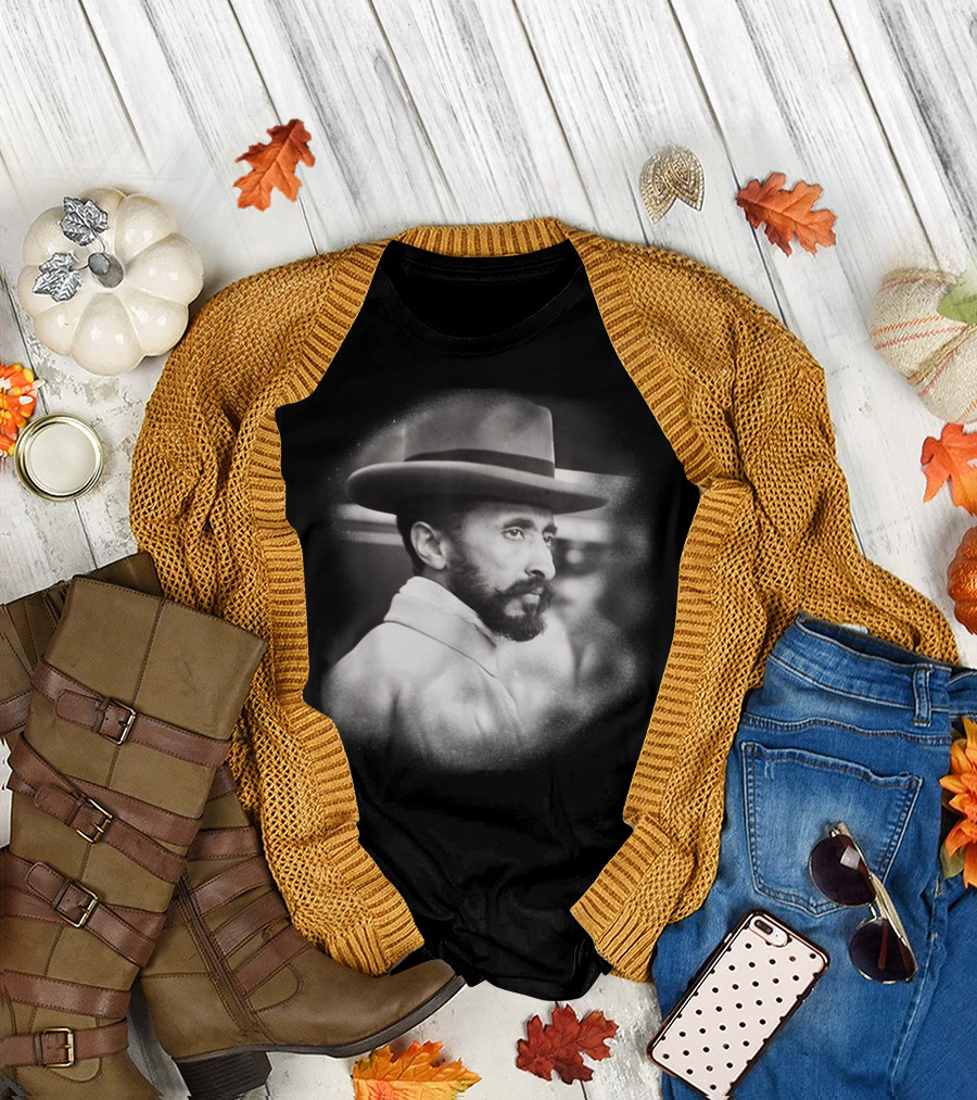 Selassie Ethiopian Emperor Haile Selassie Hat and Beard Image T-Shirt