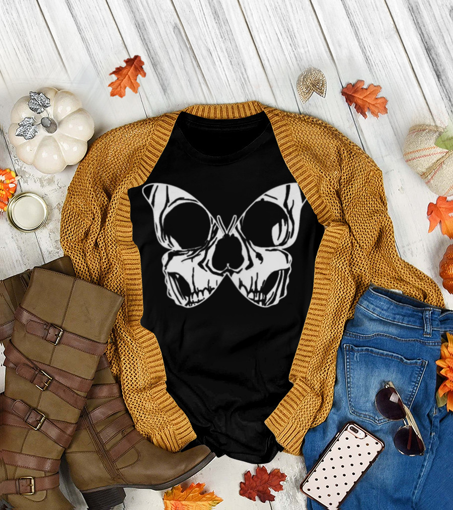 Skull Butterfly Aesthetic Goth Gothic Soft Grunge Clothing T-Shirt