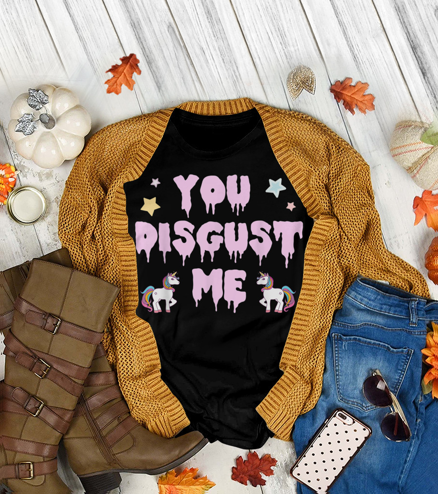 You Disgust Me Pastel Goth Unicorn Kawaii Stars T-Shirt