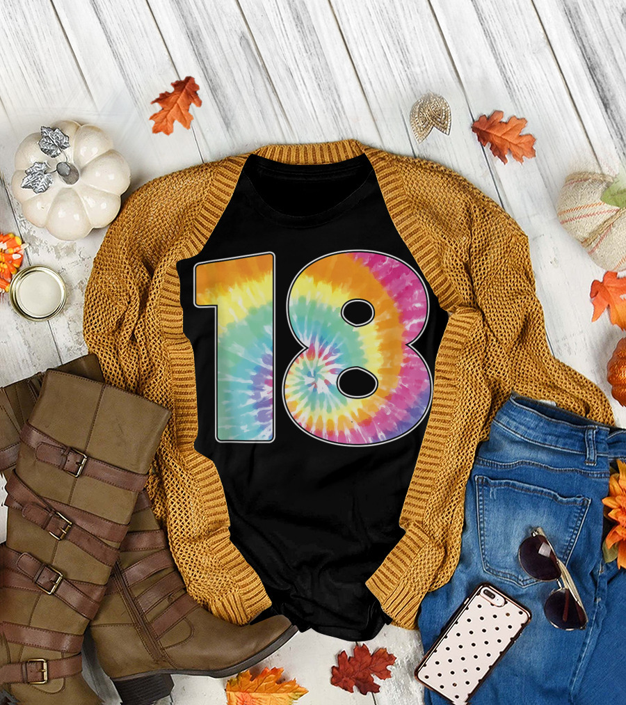 18 Tie Dye Birthday or Team Number T-Shirt