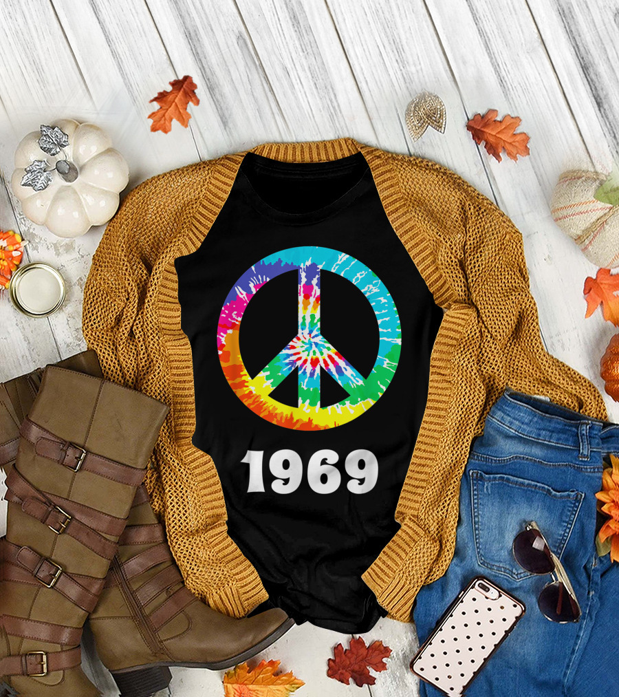 1969 Year Class Reunion Hippie Peace Sign Anniversary T-Shirt