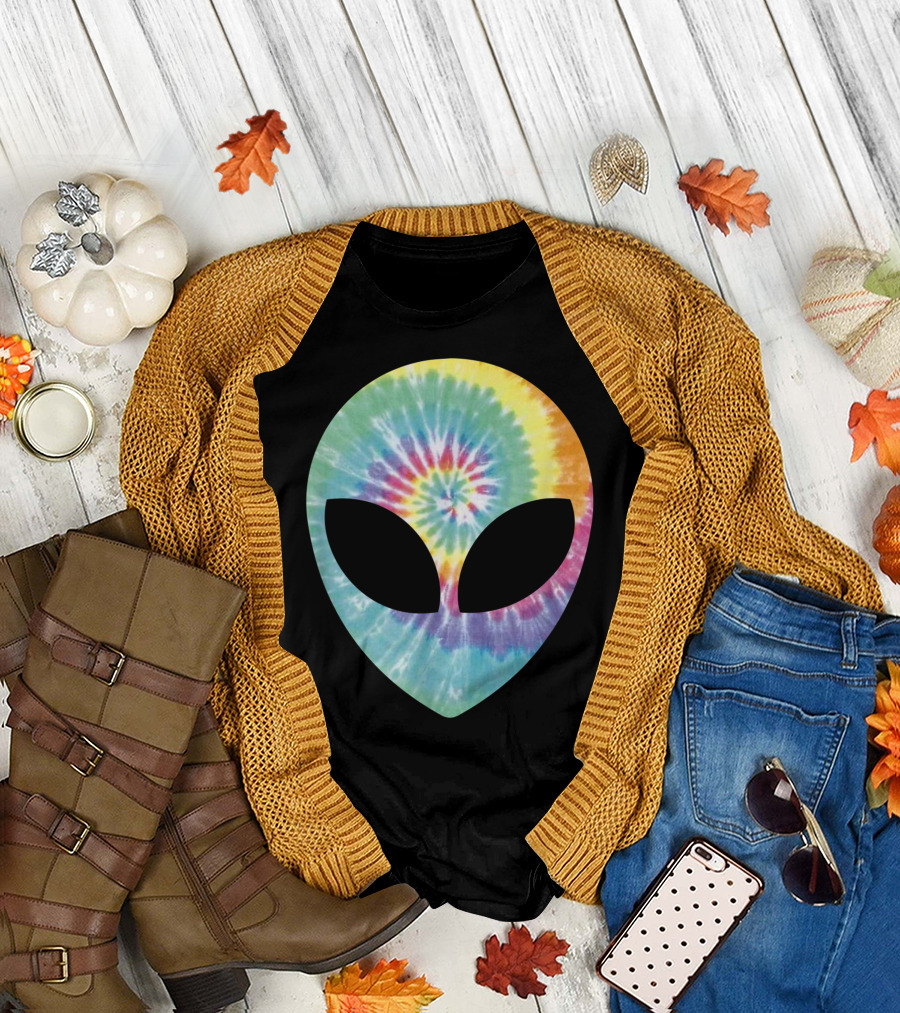 Alien Head Tie Dye Hippie Ufo T-Shirt