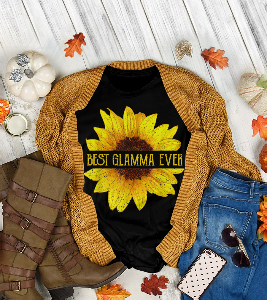 Best Glamma Ever Sunflower Fun Grandma Womens T-Shirt