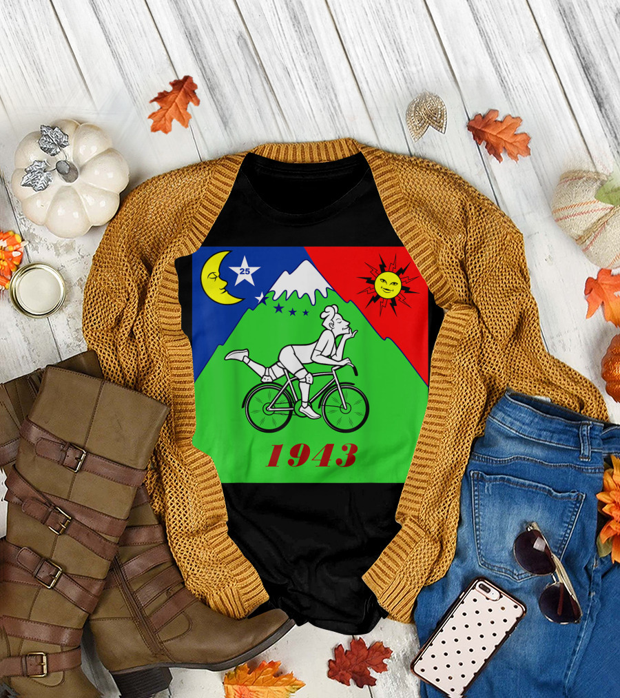 Bicycle Day 1943 LSD Scientist Creator Acid Moon Sun Mountain Stars T-Shirt