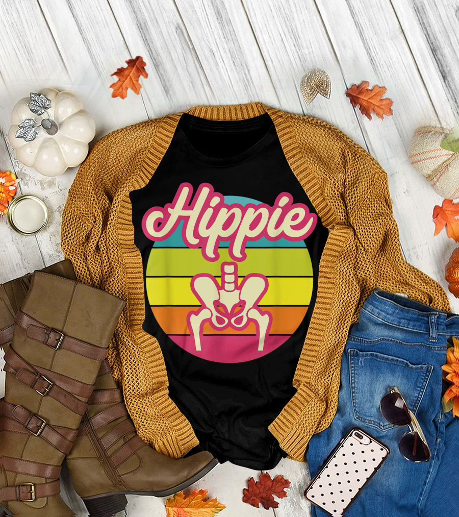 Hippie Sunset Broken Hip Surgery Get Well Soon Hip Replacement Vibes T-Shirt