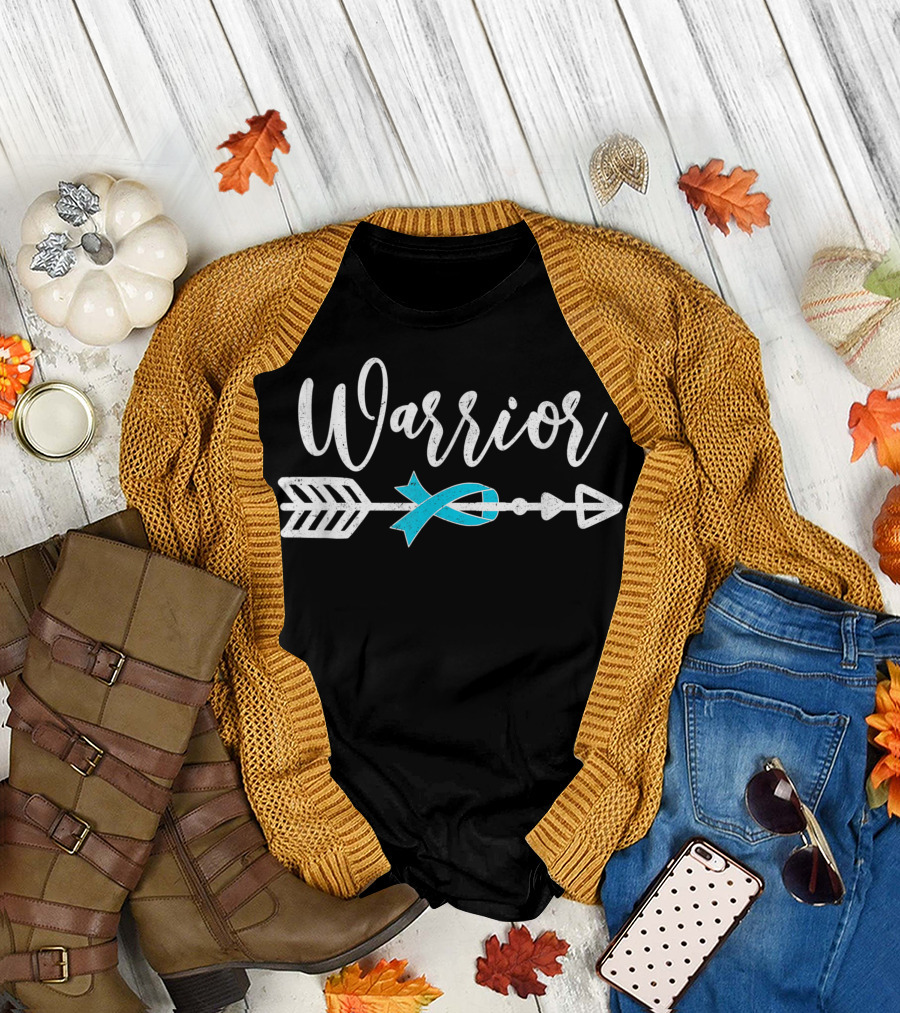 Warrior Cervical Cancer Supporter Awareness Ribbon Arrow T-Shirt