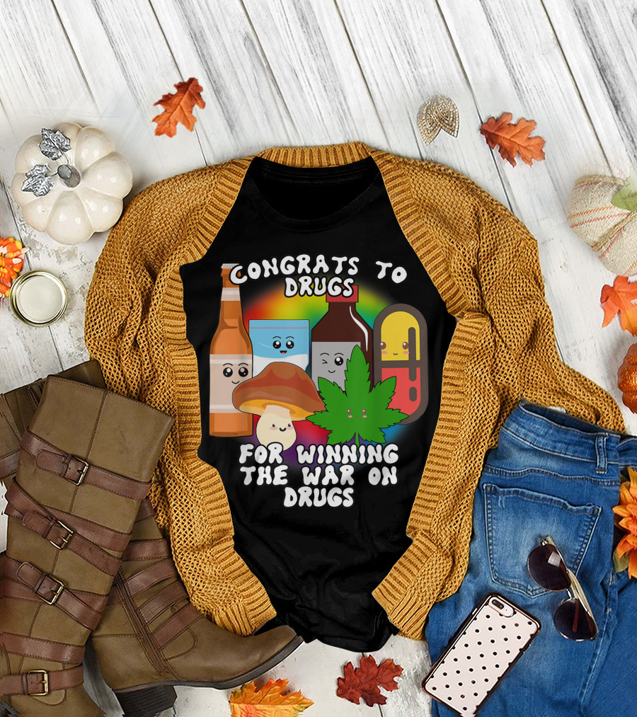 Congrats To Drugs For Winning The War On Drugs Cartoon Characters T-Shirt