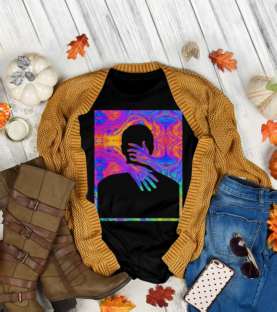 Embracing Colorful Fluid Man Trippy Psychedelic T-Shirt