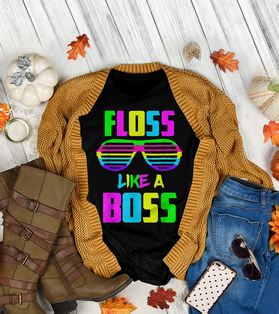 Floss Like A Boss Neon Sunglasses Party T-Shirt