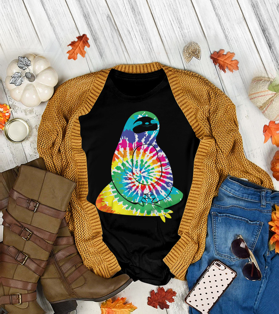 Hippie Rainbow Tie Dye Sloth Relaxation H7 T-Shirt