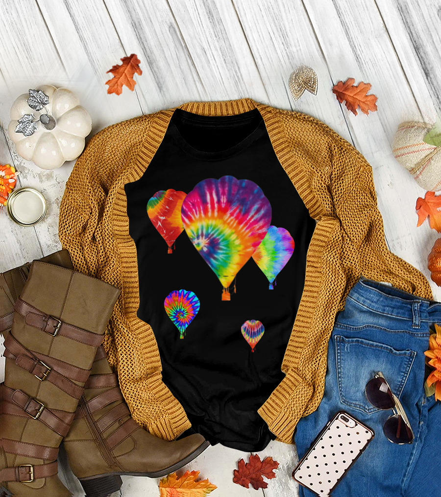 Fun Hippie Tie Dye Hot Air Ballooning T-Shirt