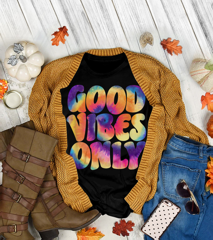 Good Vibes Only Colorful Tie-Dye T-Shirt