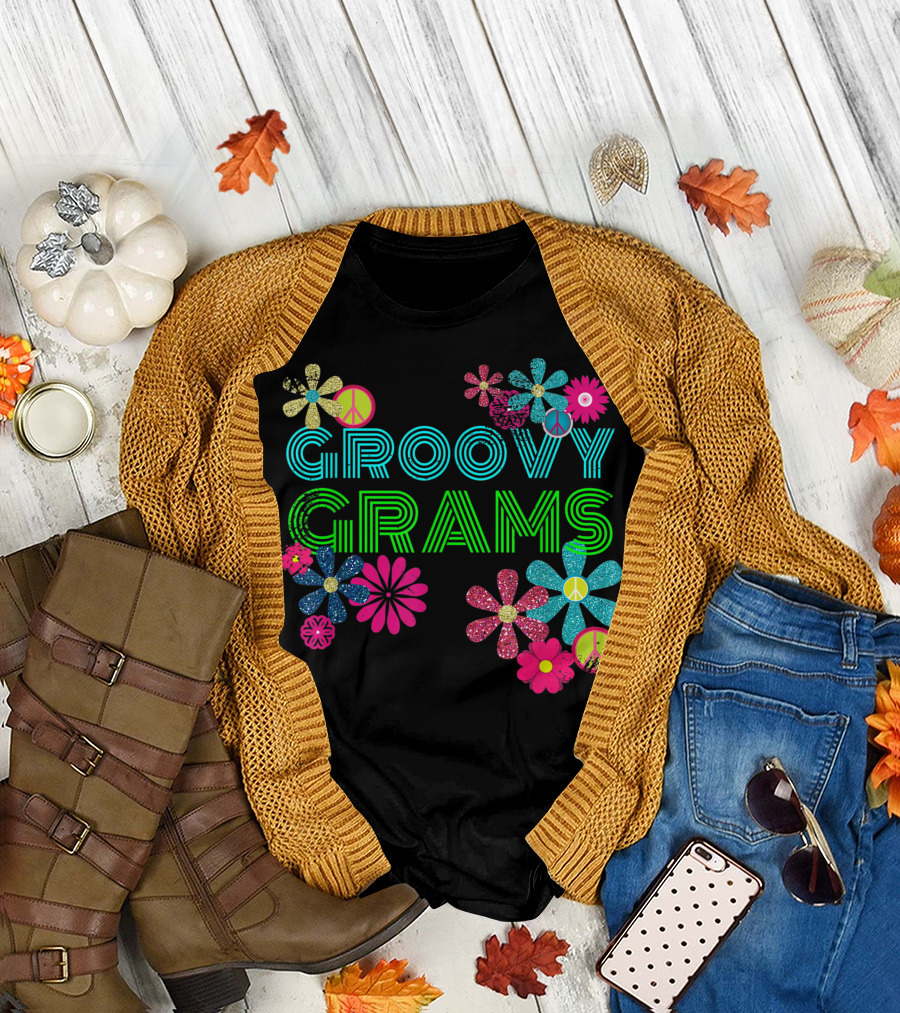 Groovy Grams Vibrant Hippie Flower Peaceful Blossom T-Shirt