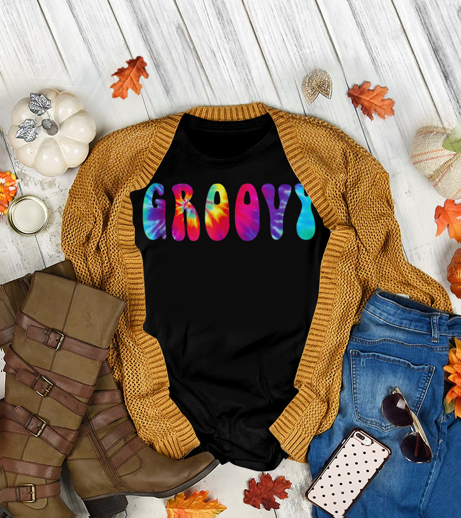 Groovy Word Tie Dye Colors Hippy T-Shirt