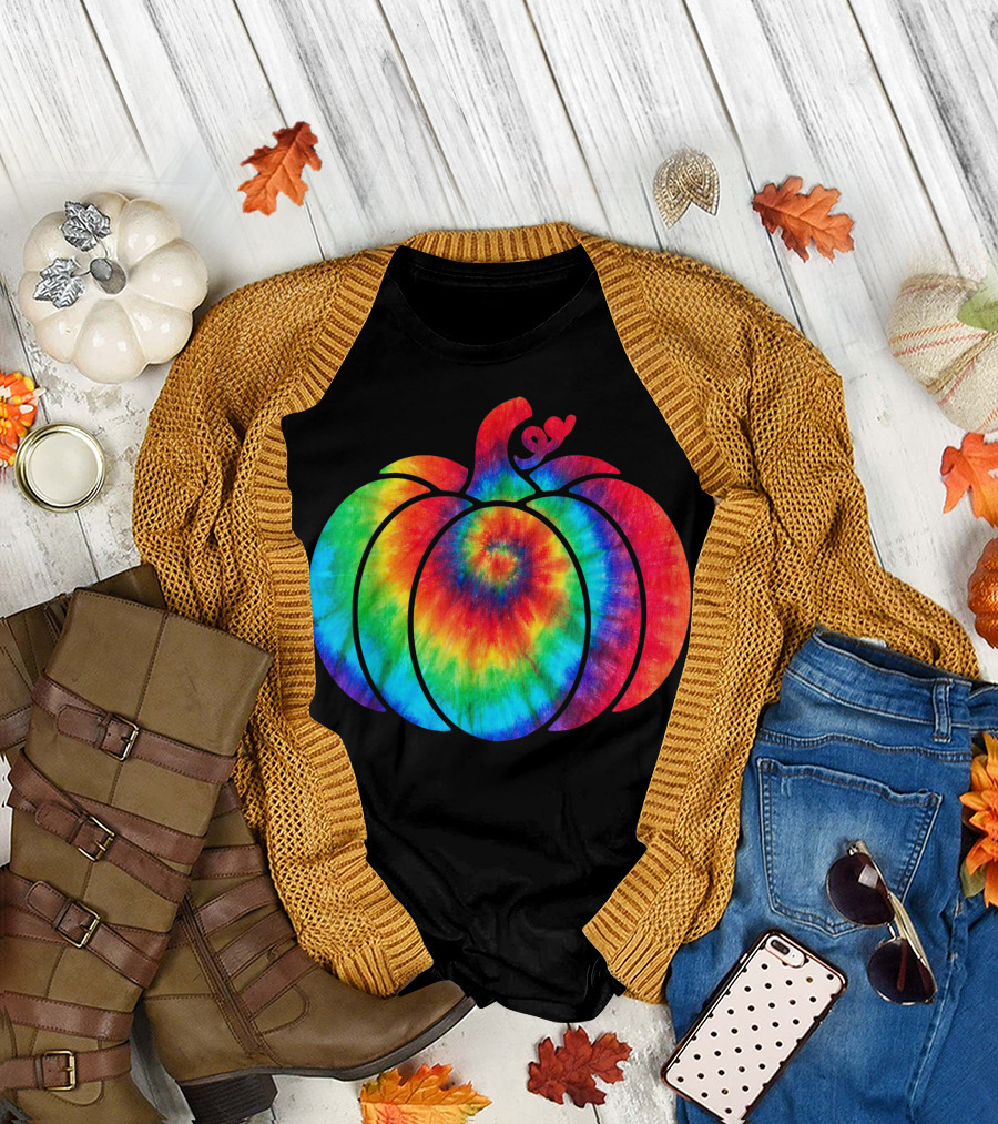 Tie Dye Pumpkin Halloween Hippie Fall Yall T-Shirt