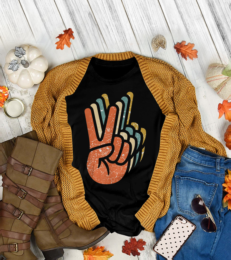 Hippie Peace Sign Retro 60s 70s Tie Dye Vibe T-Shirt