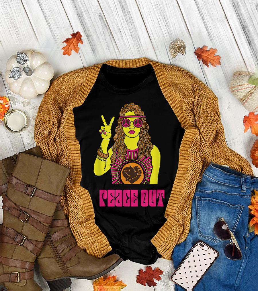 Peace Out Hippie Tie-Dye Vibes Fashion 60s T-Shirt