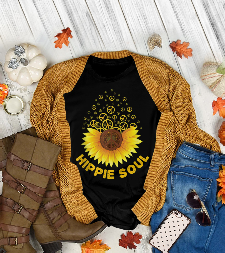 Hippie Soul Peace Sunflower Vintage Hippies Costume T-Shirt