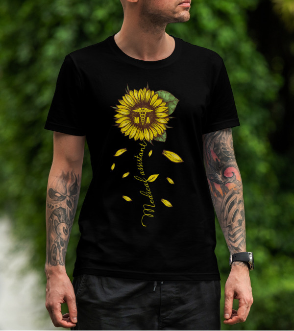 Hippie Sunflower Medical Assistant Caduceus Icon MBA Nurse T-Shirt
