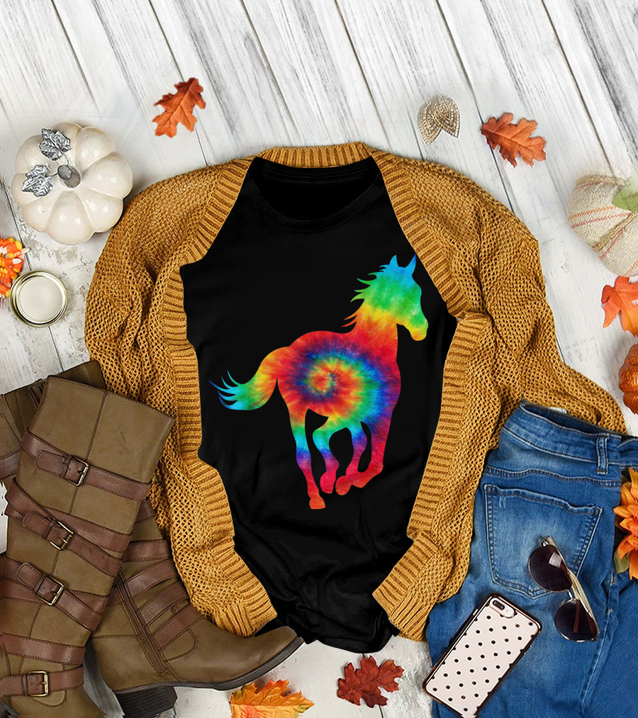 Horse Ocean Rainbow Tie Dye Hippie Hippy Costume T-Shirt