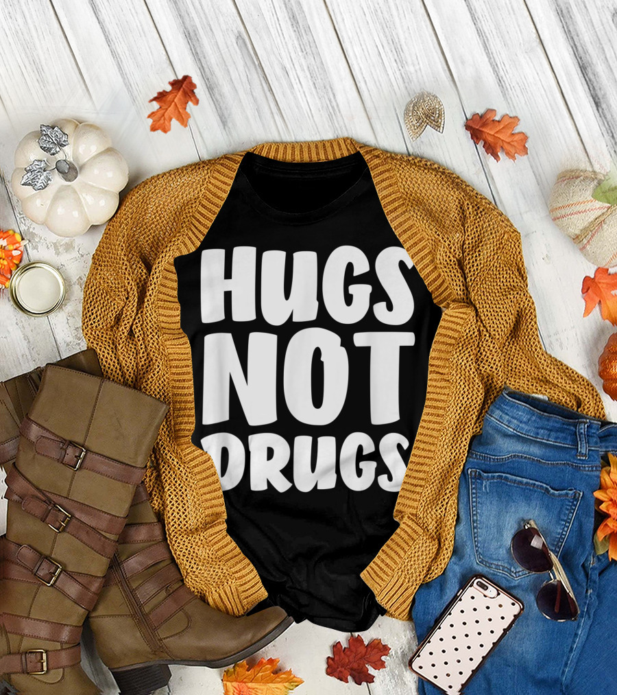Hugs Not Drugs Anti Drug Hippy Tree Hugger T-Shirt