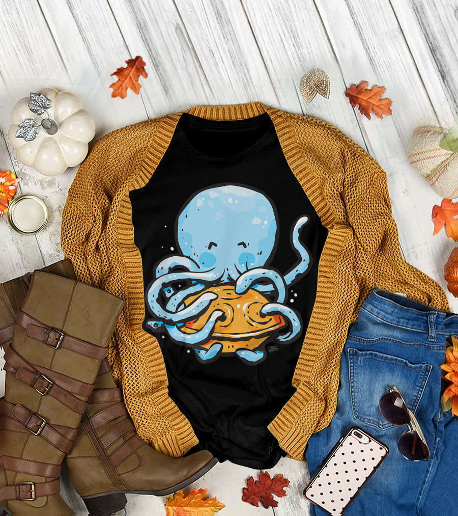 Kawaii Octopus Tako Playing Hang Drum Handpan Musical Fun T-Shirt