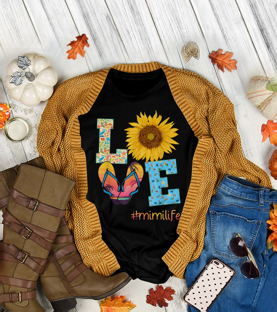 Love Sunflower Flip Flops #MimiLife Summer Hippie T-Shirt