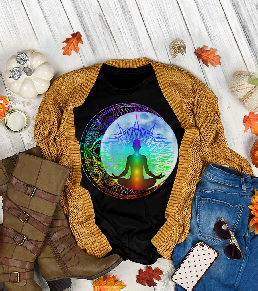Mandala Full Moon Chakra Meditation Yoga T-Shirt