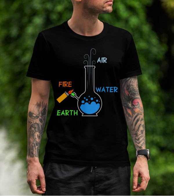 Fire Water Earth Air Marijuana Supporter 420 Smoker Pothead Hippie T-Shirt