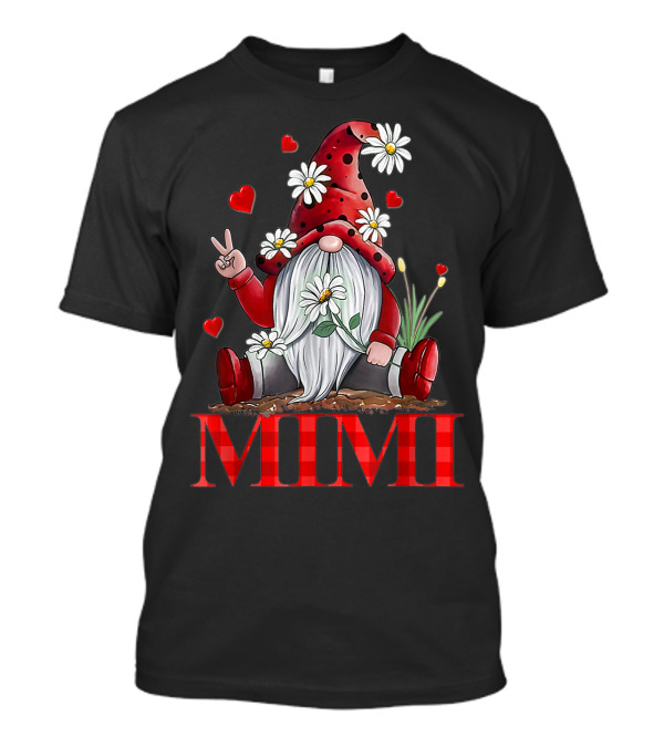 Mimi Valentine Gnome Hippie Peace Daisy Hearts T-Shirt