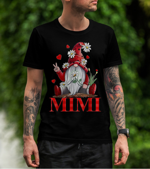 Mimi Valentine Gnome Hippie Peace Daisy Hearts T-Shirt