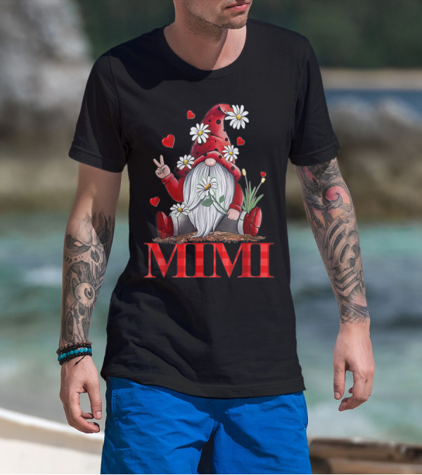 Mimi Valentine Gnome Hippie Peace Daisy Hearts T-Shirt