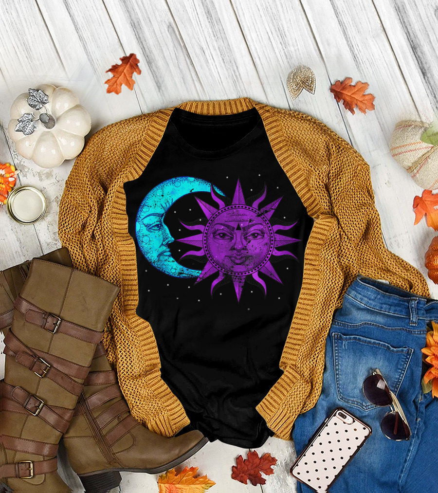 Moon Sun Planets Science Hippie Astronomy Psychedelic Celestial T-Shirt