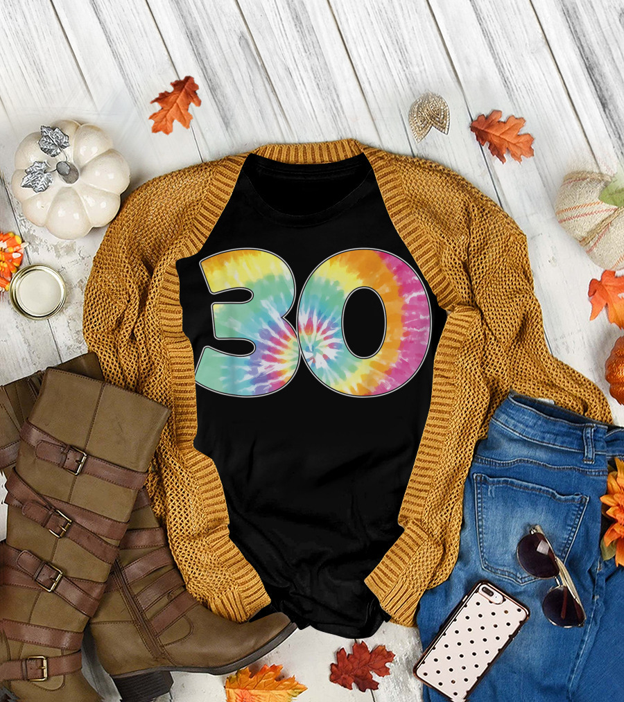 30 Tie Dye Birthday Celebration 30th Number Team T-Shirt