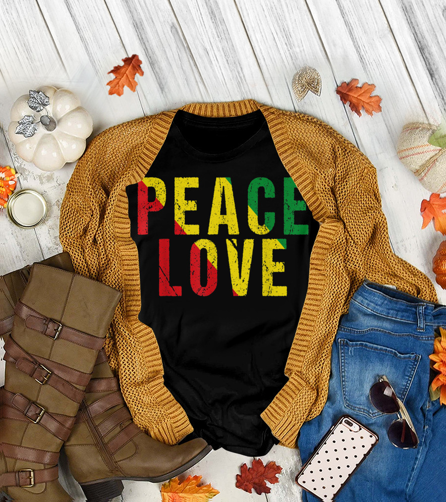 Peace Love Jamaican Reggae Rasta T-Shirt