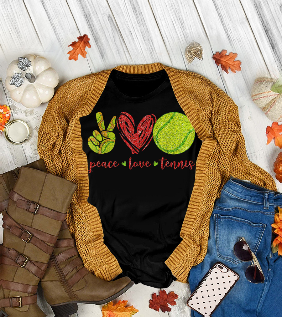 Peace Love Tennis Cute Tennis Lovers Sparkling T-Shirt