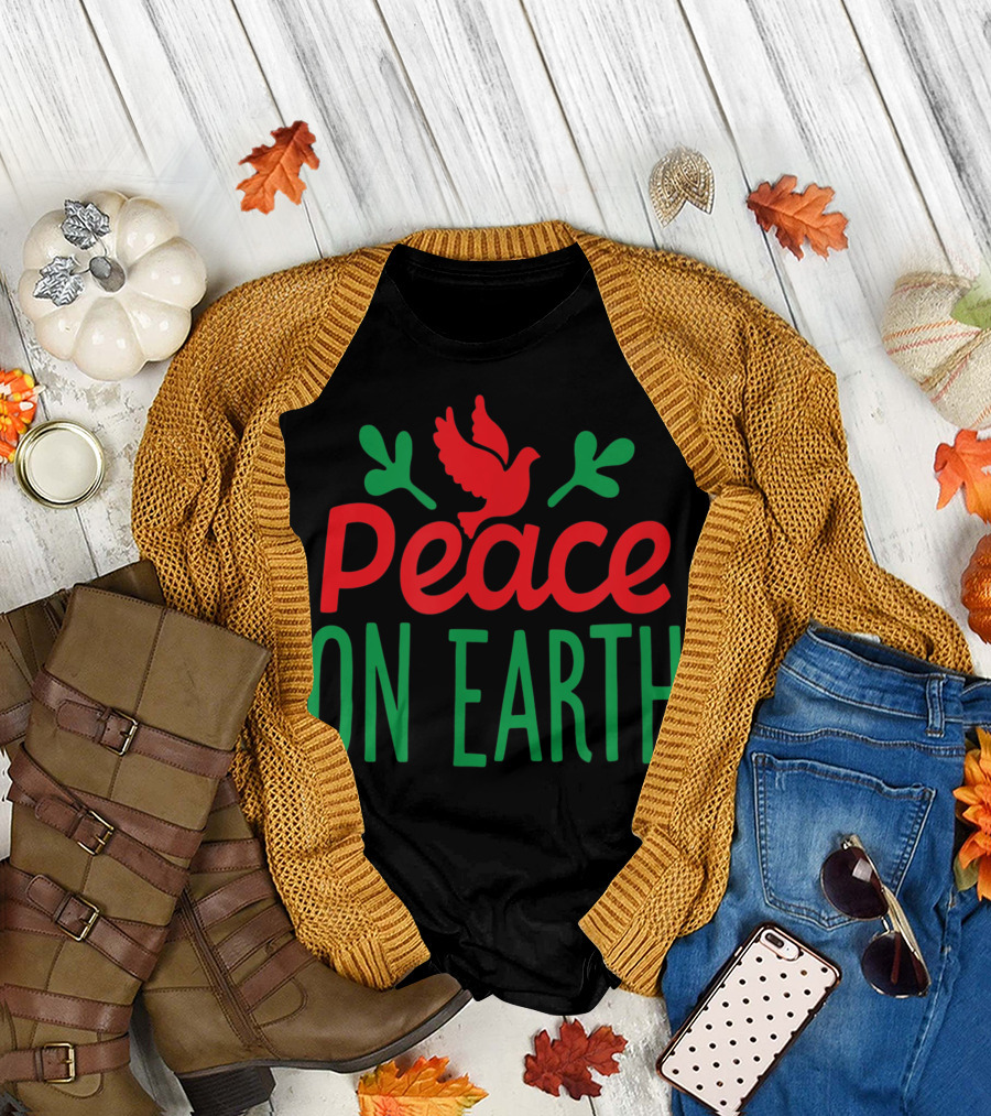 Peace On Earth Christmas Holiday Xmas Dove T-Shirt