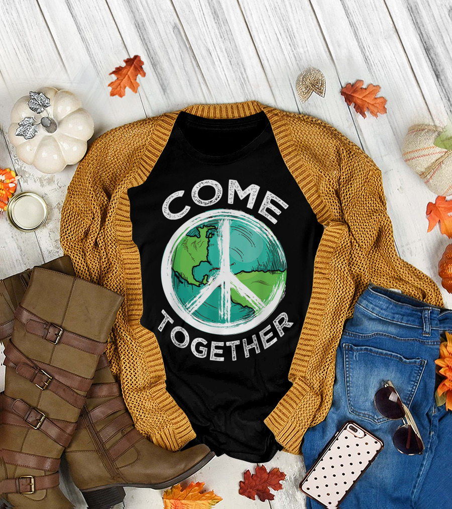 Come Together Earth Peace Sign Hippie T-Shirt