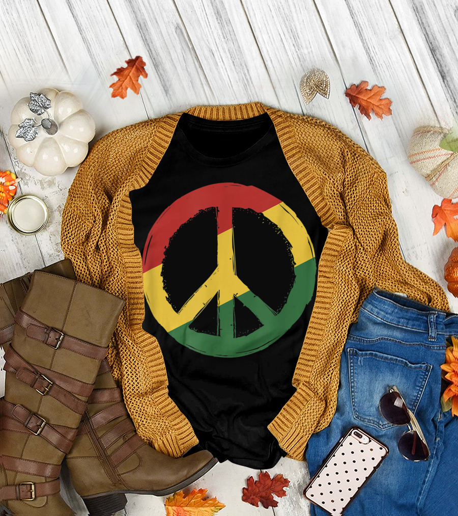 Peace Sign Rasta Reggae Rastafari Jamaican Colors T-Shirt