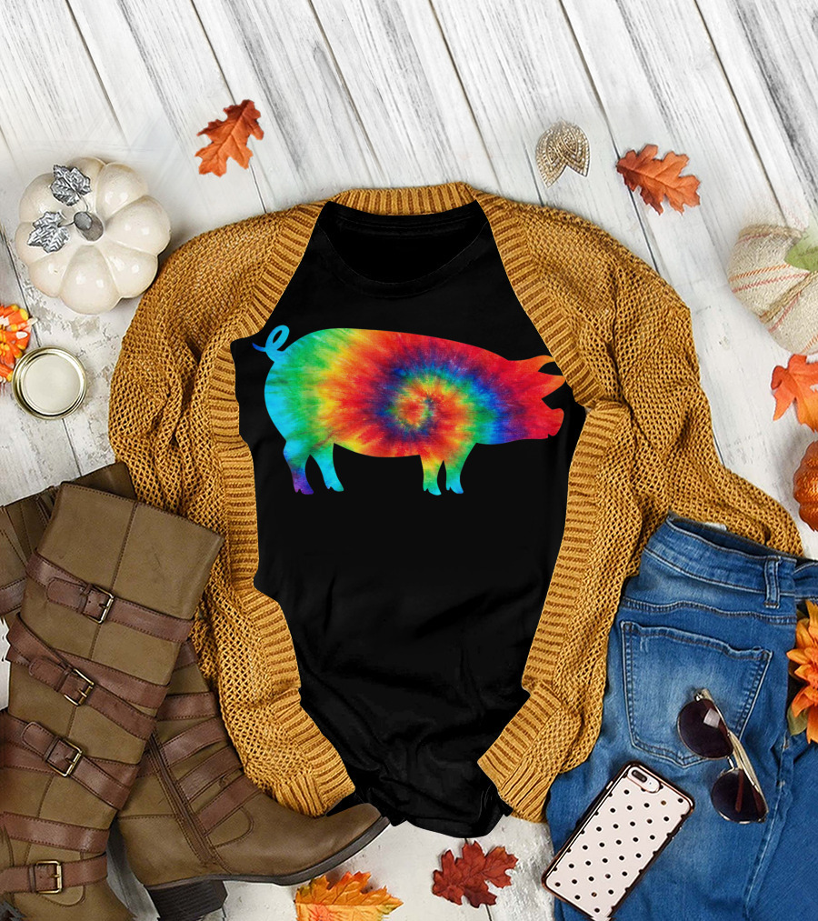 Pig Tie Dye Rainbow Hippie Costume Hippy T-Shirt