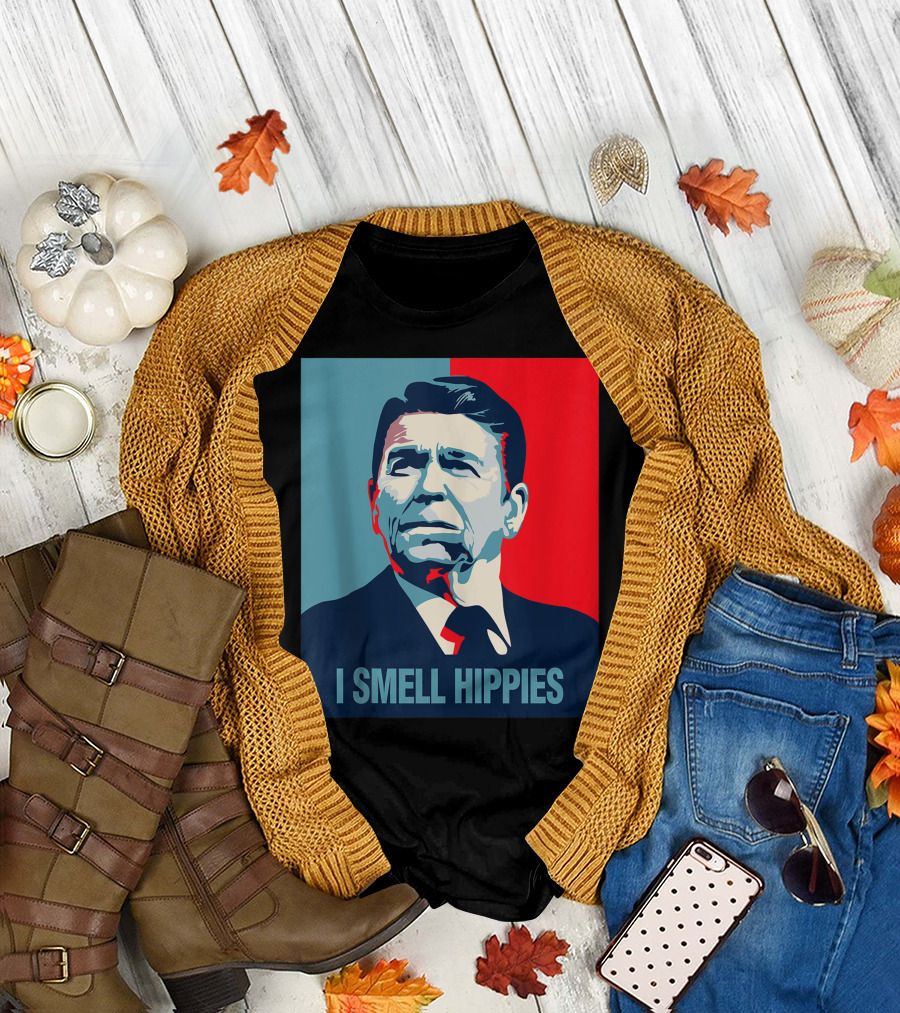 Ronald Reagan I Smell Hippies American President T-Shirt