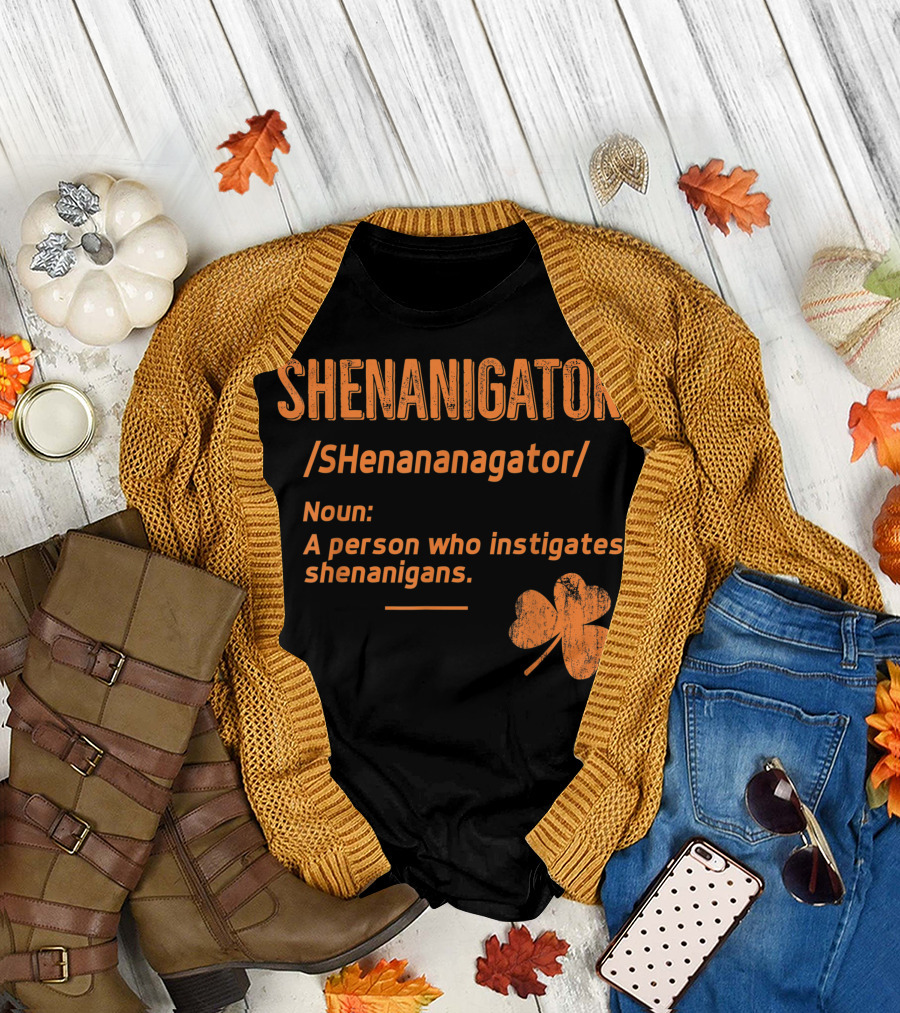 Shenanigator Shenanigans Saint Patricks Definition Noun Instigates T-Shirt