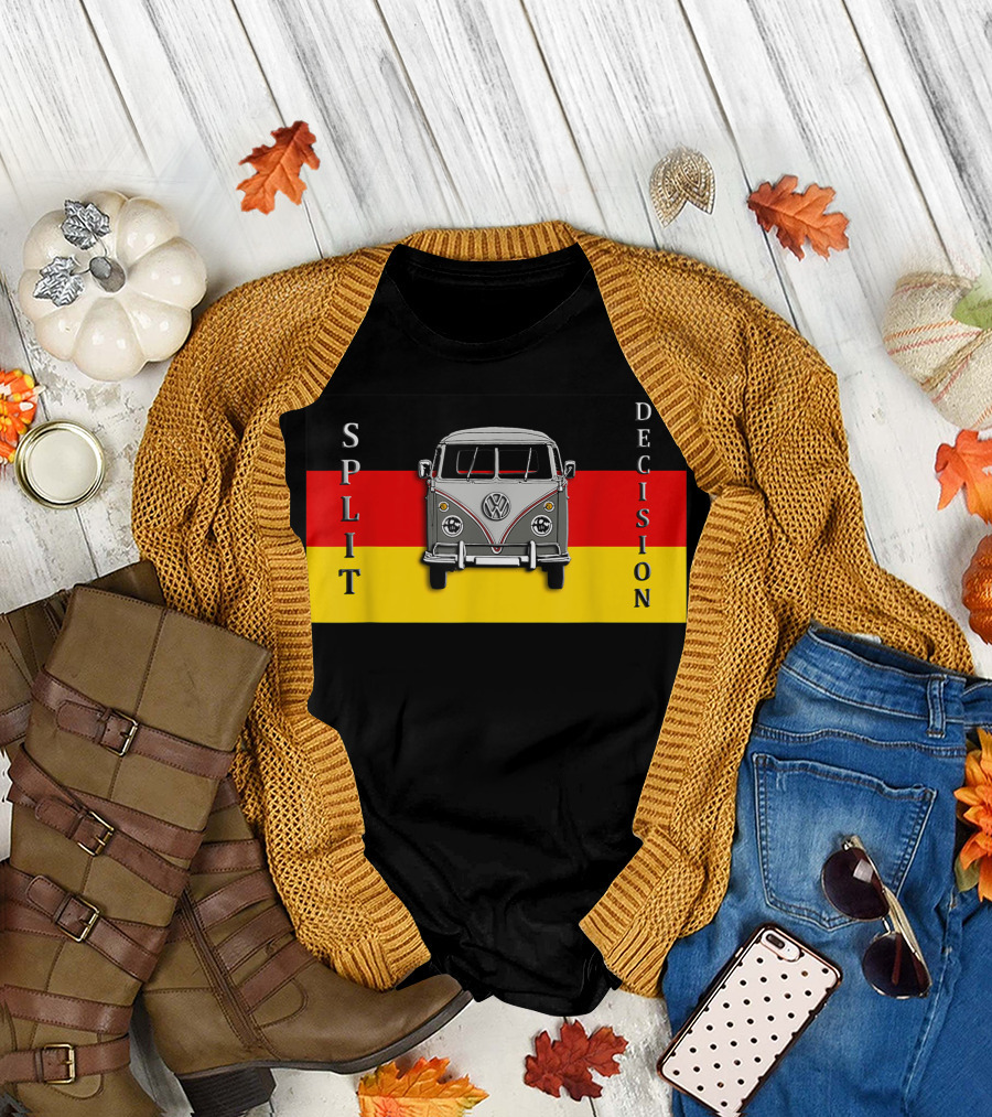 Split Decision Volkswagen Van Germany Flag Background T-Shirt