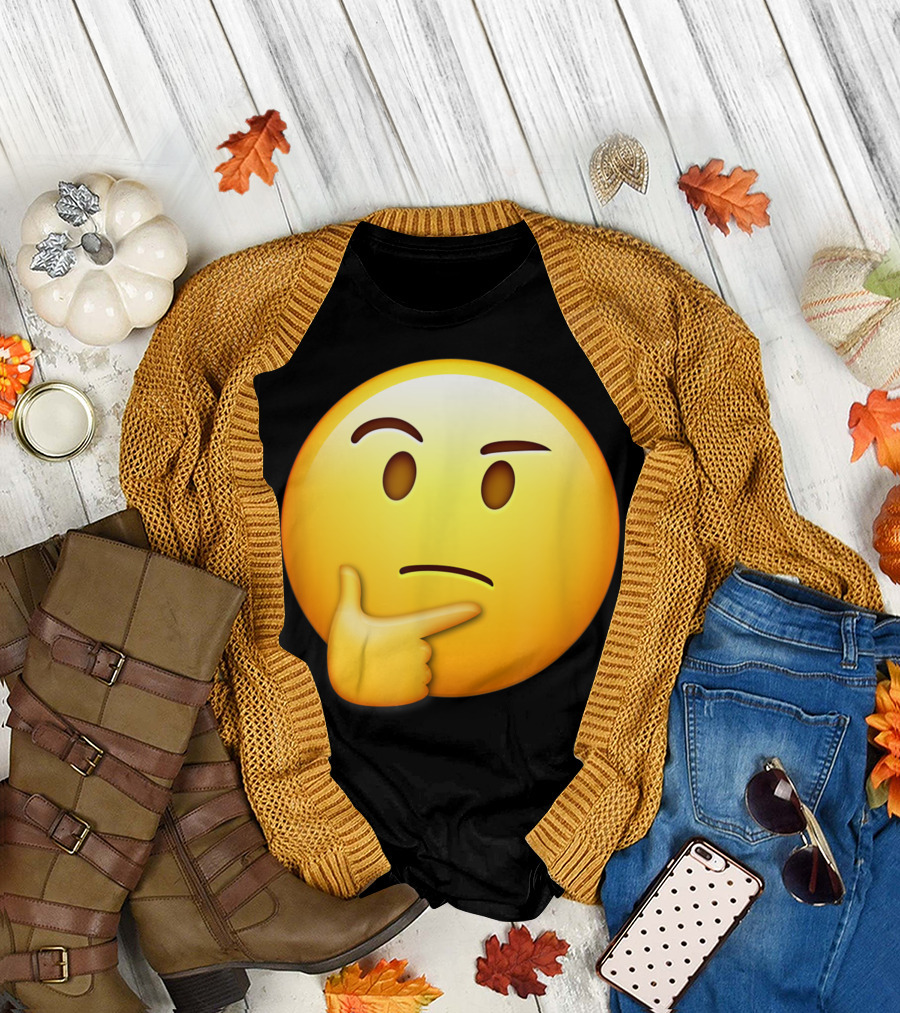 Thinking Emoji Sarcastic Smiley Emoji 8C Pondering Expression T-Shirt