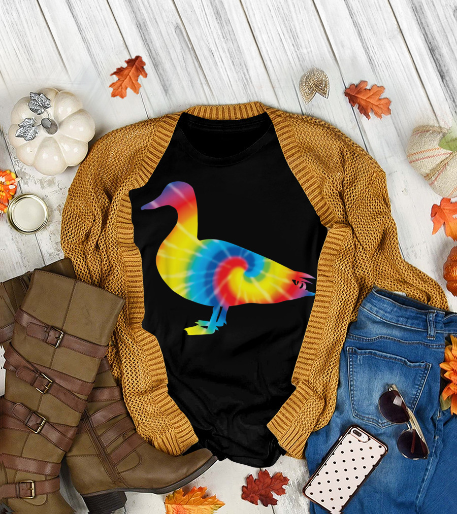 Tie Dye Duck Rainbow Print Mallard T-Shirt