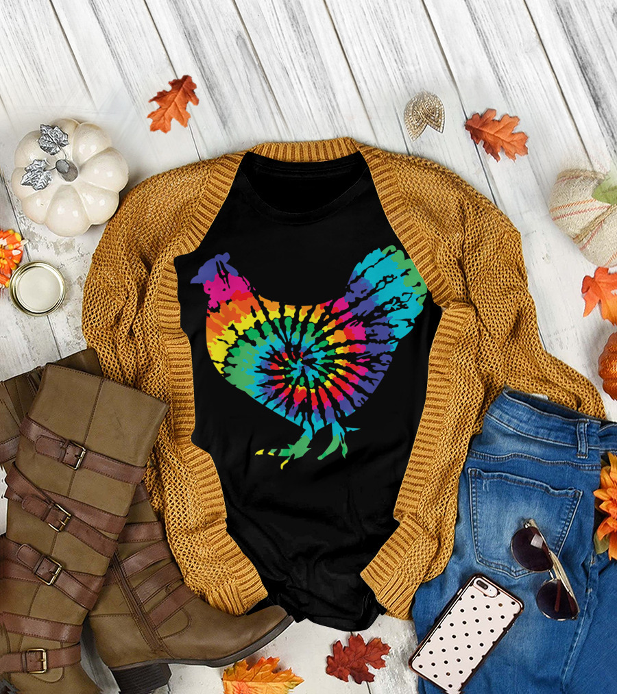 Tie Dye Rainbow Chicken for Backyard Farmers T-Shirt