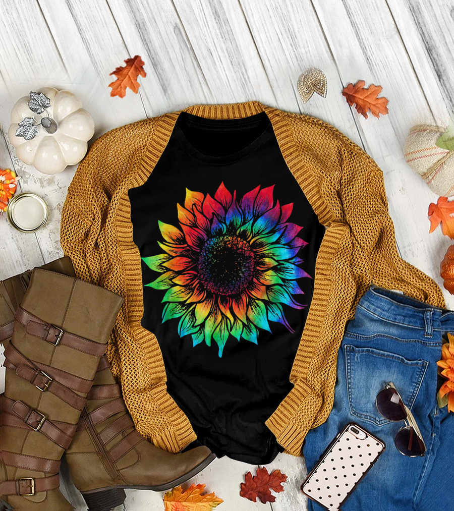 Tie Dye Colorful Sunflower Hippie Sunflower T-Shirt