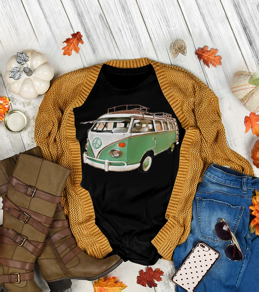 Vintage Peace Symbol Camper Van Micro Bus Surfer Van T-Shirt