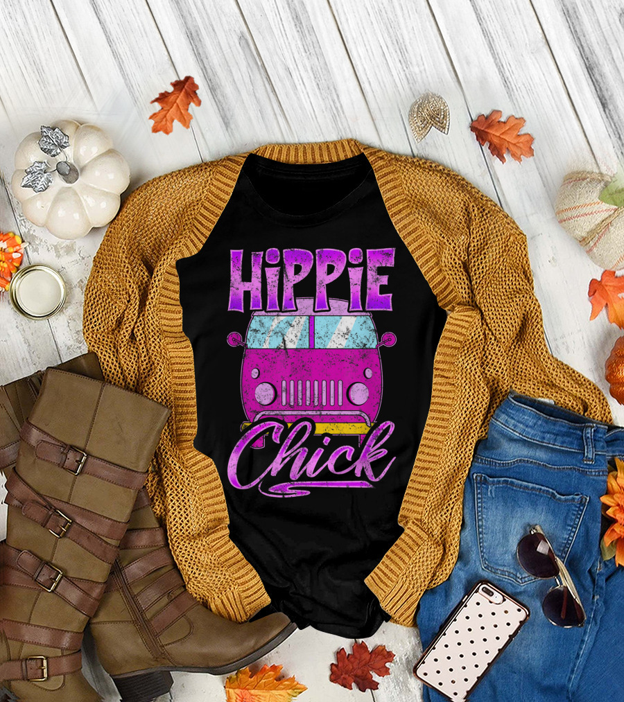 Hippie Chick Pink Van Vintage Love T-Shirt
