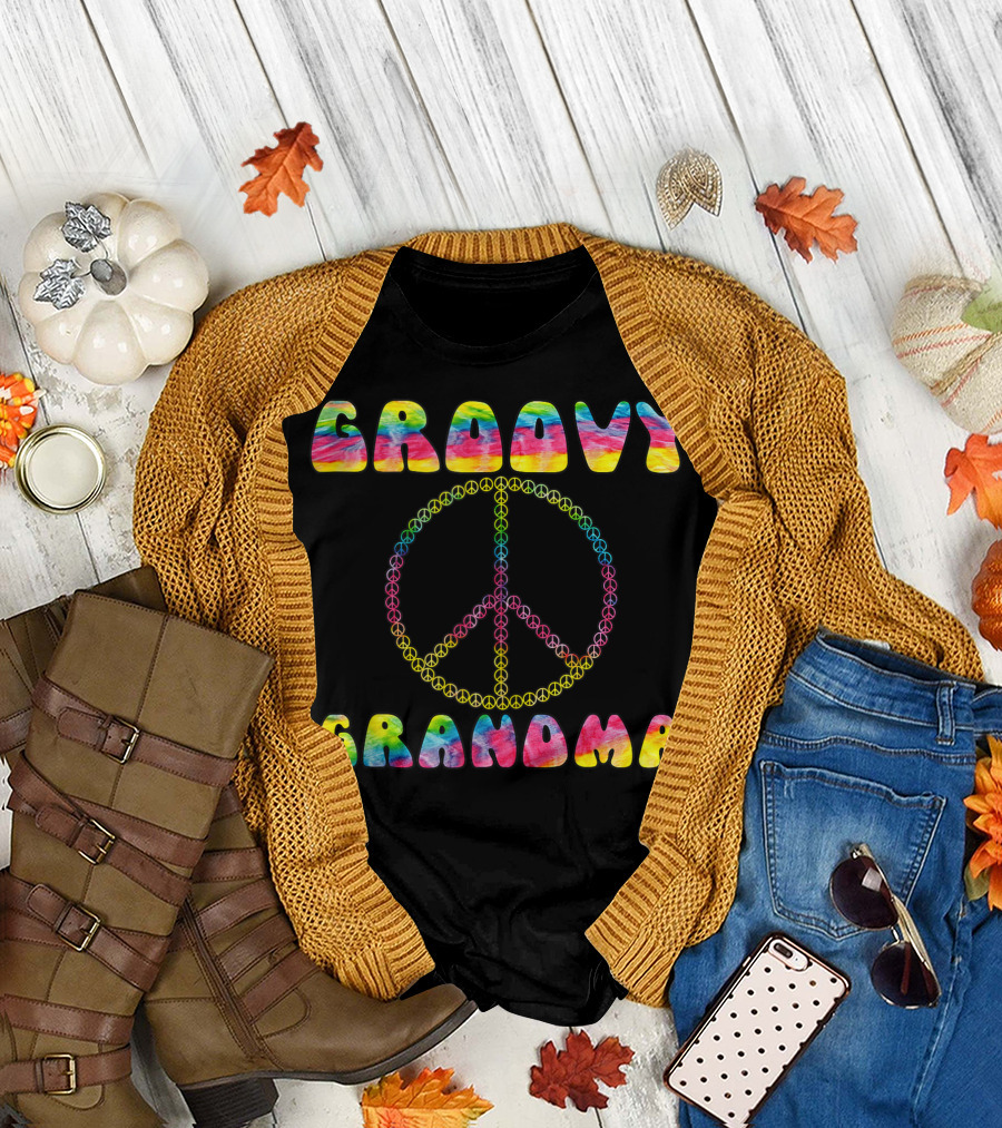 Groovy Grandma Colorful Tie Dye Peace T-Shirt